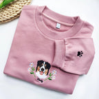 Custom Dog Face Flower Embroidered Sweatshirt