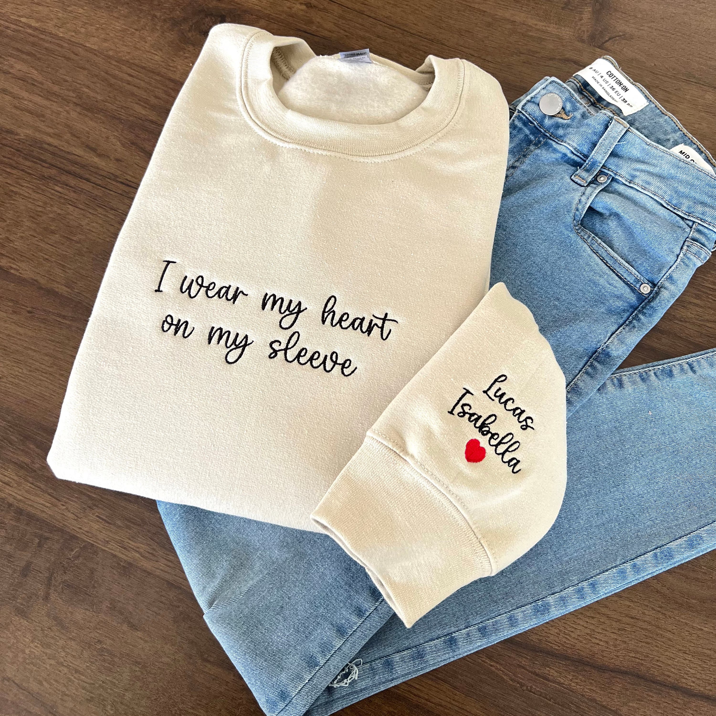 I Wear My Heart On My Sleeve Embroidered Sweatshirt