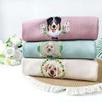 Custom Dog Face Flower Embroidered Sweatshirt