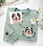 Custom Dog Face Flower Embroidered Sweatshirt
