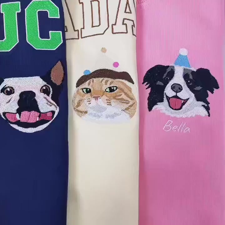 Custom Dog Face Embroidered Sweatshirt