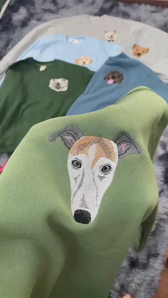 Custom Dog Face 2 Embroidered Sweatshirt
